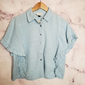 UNIVERSAL THREAD Sky Blue Button Down Ruffled Blouse XS